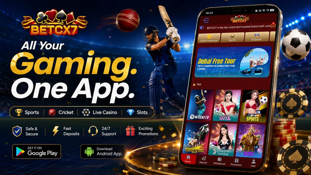 BetCX7 mobile gaming app with cricket sports casino and slots